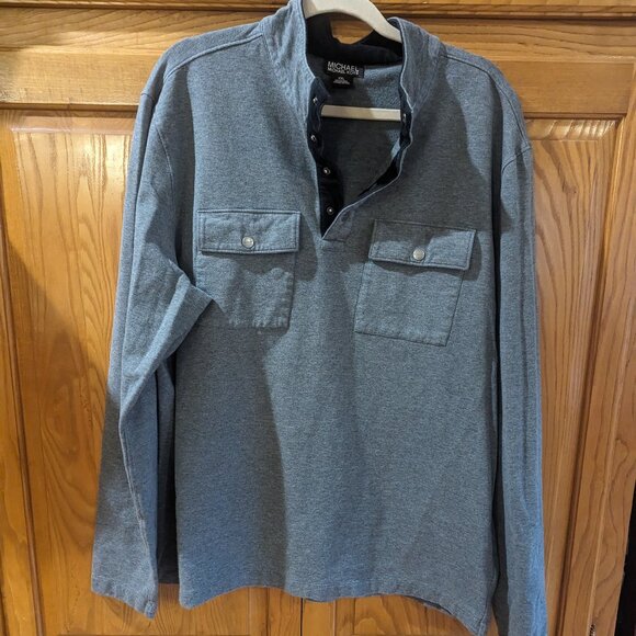 Men's Michael Kors XXL Gray Quarter-Snap Long Sleeve - Picture 1 of 6